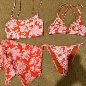 3-piece Matching Bikini Set with Matching Sarong